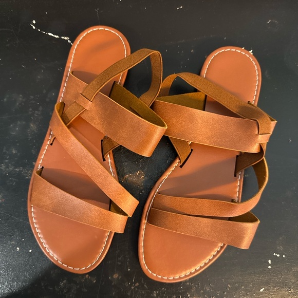 Brown Strappy Sandals- NEVER WORN - Picture 1 of 2